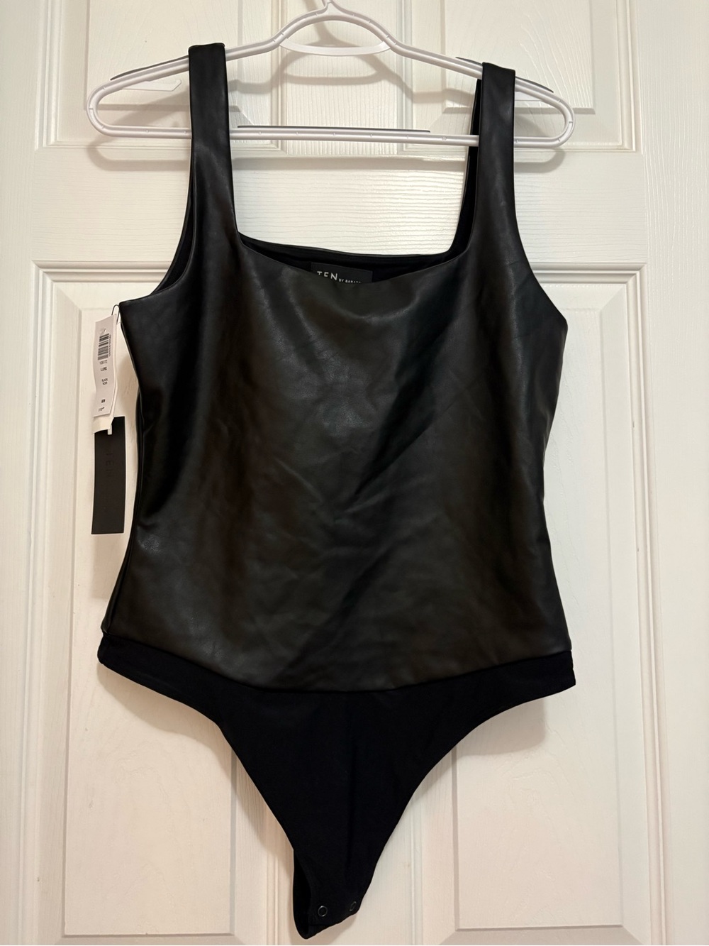 Aritzia Ten by Babaton Lure Black Faux Leather Bodysuit Tank
